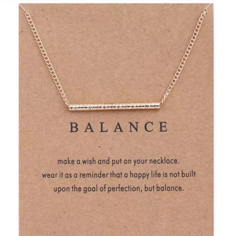 BALANCE Gold Bar Inspirational Gift Necklace, New